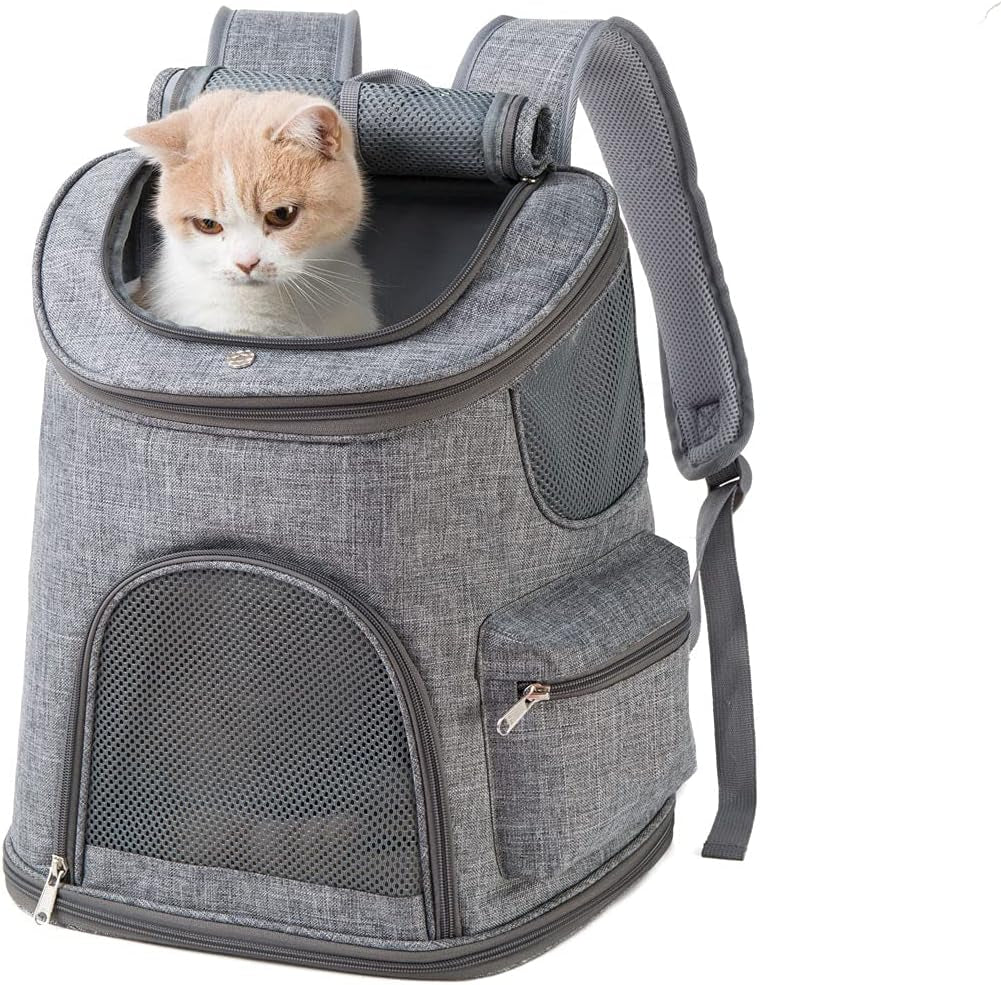 Backpack for Cats - Cat Backpack Carrier Airline Approved - Top Loading Pet Carrier Backpack for Small Dogs, Rabbits up to 14Lbs, Scratchproof Mesh Puppy Backpack, Escape-Proof Zipper