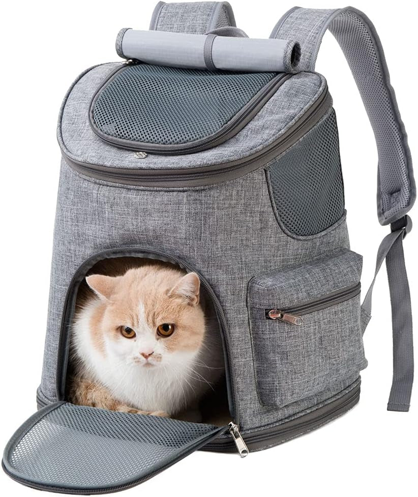 Backpack for Cats - Cat Backpack Carrier Airline Approved - Top Loading Pet Carrier Backpack for Small Dogs, Rabbits up to 14Lbs, Scratchproof Mesh Puppy Backpack, Escape-Proof Zipper